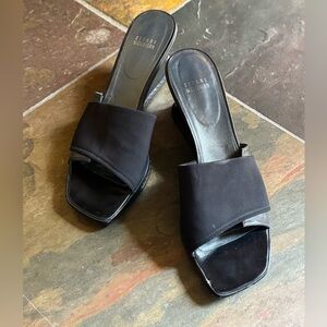 Stuart Weitzman Black Leather Women's Slide Sandals